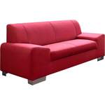 2/3-Sitzer Sofa von DOMO collection, in der Farbe Rot, aus Kunstleder, andere Perspektive, Vorschaubild