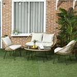 Gartenmöbel-Set, von Outsunny, in der Farbe Braun, aus Geflecht, andere Perspektive, Vorschaubild