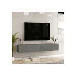 TV-Lowboard von [EN.CASA], in der Farbe Grau, aus Spanplatte, andere Perspektive, Vorschaubild