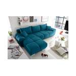 Ecksofa von Stylefy, in der Farbe Blau, aus Velours, andere Perspektive, Vorschaubild