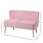2/3-Sitzer Sofa von HOMCOM, in der Farbe Rosa, aus Webstoff, andere Perspektive, Vorschaubild