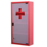 Medizinschrank von HOMCOM, in der Farbe Rot, aus Sicherheitsglas, Vorschaubild