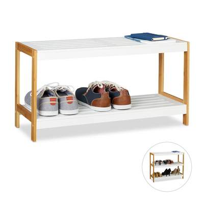 Preisvergleich für WENKO Schuhregal »Giant«, 4 BxHxT Farbe der in mit Ladendirekt Braun cm, ausziehbar, | Rollen, 116x126x43