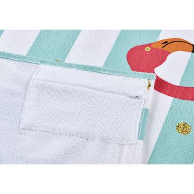 Preisvergleich für done.® Strandtuch Flamingo, Hamam Frottier (1-St),  gestreift & Motiv, mit Reisverschluss-Tasche für Wertgegenstände, BxHxT  90x1x180 cm, GTIN: 0720264622656 | Ladendirekt