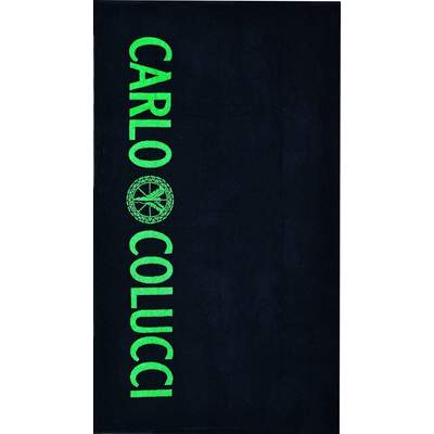 Preisvergleich für CARLO COLUCCI | BxHxT Carlo der in Schriftzug Strandtuch Colucci 4251806410562 und neongrün, Ladendirekt »Tomaso«, Schwarz, 100x1x180 Frottier GTIN: Logo (1-St), mit cm, Farbe auffälligem in