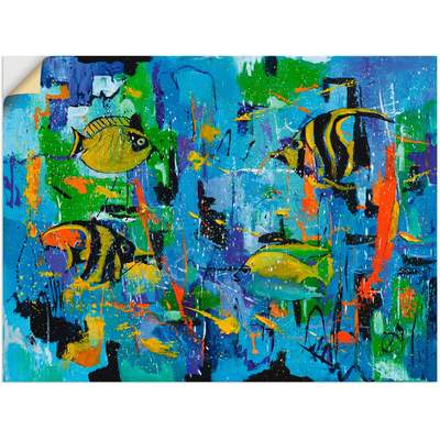 Preisvergleich für Artland Wandbild Abstrakt Fische Blau, Wassertiere (1 St),  als Alubild, Leinwandbild, Wandaufkleber oder Poster in versch., BxT 60x45  cm, in der Farbe Gelb | Ladendirekt
