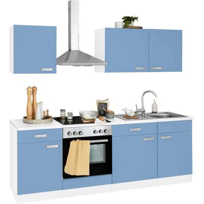 Preisvergleich für wiho Küchen | Ladendirekt Husum, Küchenzeile Blau in Breite der Farbe E-Geräten, mit cm, 220