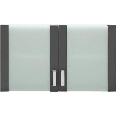 Preisvergleich für mit Glashängeschrank der wiho Husum 89871555 in Glaseinsatz, Küchen Farbe SKU: Ladendirekt Grau, Front 