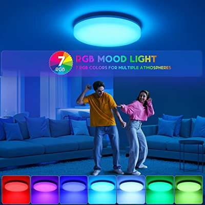 Preisvergleich für Oraymin RGB SKU: Deckenleuchte 3600LM LED Fernbedienung, | Deckenlampe 36W 3000K-6500K, 33x4.8x33 cm, Dimmbar mit BxHxT B0C1G1D8G5 IP54 Farbwechsel Ladendirekt Badezimmer, LED
