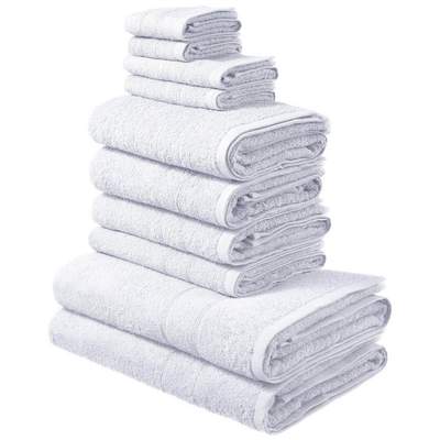 Preisvergleich für my home Handtücher Handtuchset Weiss, in Baumwolle, Walkfrottee, 10-tlg), der aus GTIN: 8941102020522 Bordüre, Set feiner (Set, Farbe 100% Ladendirekt mit Handtuch | »Inga«