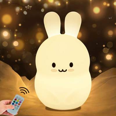 Kaufe Cartoon Bunny Silikon Licht LED Nachtlicht USB wiederaufladbare  mehrfarbige Ambiente Lampe Home Dekoration für Kinder Urlaub