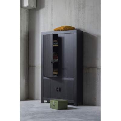 Preisvergleich für cm, 200x200 Schwarz in Farbe Ladendirekt Garderobenschrank BxH der BePureHome | Benson
