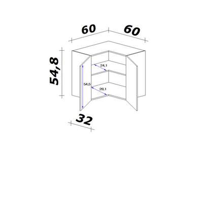 Preisvergleich für Flex-Well cm, Weiss Ecklösung, »Vintea« als BxHxT der Farbe Eckhängeschrank 60x54.8x32 (B T) x 60 x Ladendirekt in 54,8 cm, x H x | 32
