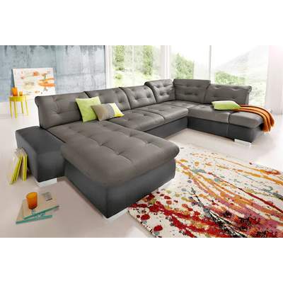 Preisvergleich für WERK2 Wohnlandschaft Wohnlandschaft Cord, Glas, in aus 330x263x70 Ladendirekt cm, mit BxHxT GTIN: Zeus-U, | weichem Farbe urbaner der in Grau, 4255606405582 Curvy Optik Trend