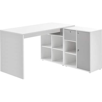 Preisvergleich für in weiß BxHxT mit Eckschreibtisch Ladendirekt cm, Schreibtisch abschließbar grau und 138x79x138 Stauraum x | Weiss Farbe 138 cm, 138 der in