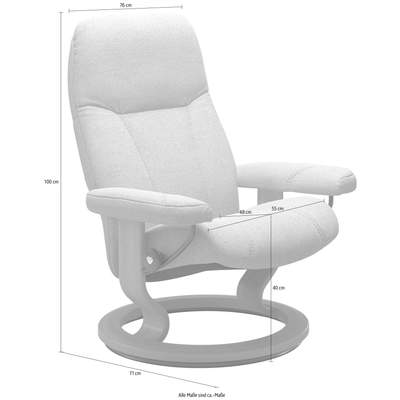 Preisvergleich 76x71x100 Base, cm, Ladendirekt Wenge, Classic Stressless® | der BxHxT mit Relaxsessel in Farbe Gestell »Consul«, M, Größe für Gelb