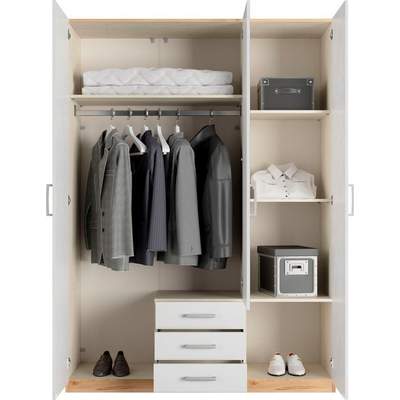 Preisvergleich für priess Kleiderschrank Husum, BxHxT 185x57x196 cm, in der  Farbe Weiß | Ladendirekt