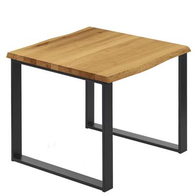 Preisvergleich für Esstisch Küchentisch, Mit Baumkante 60x60x76 Cm (axbxh), Modern, Rustikal / Schwarz, Lbb-01-a-003-9005m - Lamo Manufaktur, BxHxT 60x76x60 cm, aus Pulverbeschichtet