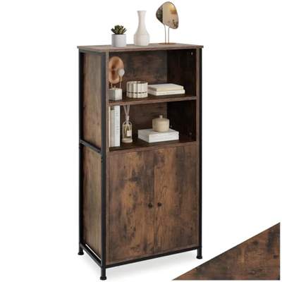 Preisvergleich für tectake® Industrial Highboard, Kommode mit offenen Fächern und Schrankfach, Sideboard, Flur Möbel, Wohnzimmerschrank, Bücherschrank,, BxHxT 38x125x60 cm, in der Farbe Schwarz, aus Laminat