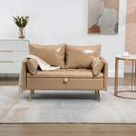 2/3-Sitzer Sofa von [EN.CASA], in der Farbe Braun, aus Kunstleder, andere Perspektive, Vorschaubild