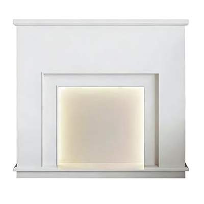 Preisvergleich für Dekorativ Freistehender Kaminsims im französischen Stil, moderner minimalistischer Kaminrahmen Kaminumrandung, BxHxT 1x1x1 cm, in der Farbe Weiss