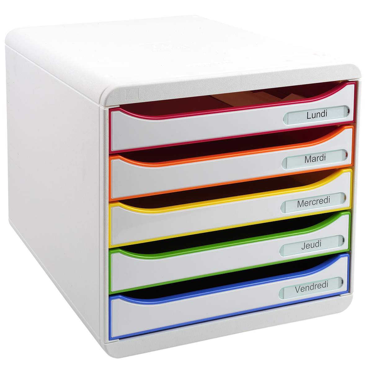 Schubladenbox MODULO A4, 5 geschlossene Schubladen - Schwarz/Harlekin Schubladenbox MODULO A4, 5 geschlossene Schubladen - Schwarz/Harlekin