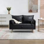 2/3-Sitzer Sofa von [EN.CASA], in der Farbe Schwarz, aus Kunstleder, andere Perspektive, Vorschaubild