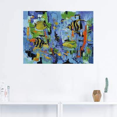Preisvergleich für Artland Wandbild Abstrakt Fische Blau, Wassertiere (1 St),  als Alubild, Leinwandbild, Wandaufkleber oder Poster in versch., BxT 60x45  cm, in der Farbe Gelb | Ladendirekt