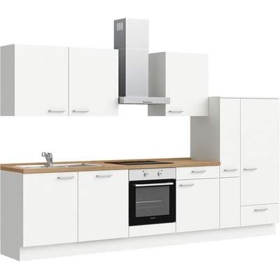Preisvergleich für OPTIFIT Küchenzeile »Mini«, mit E-Geräten, Breite 180  cm, mit 28 mm starker Arbeitsplatte, BxT 180x60 cm, in der Farbe Weiß |  Ladendirekt