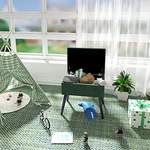 Sitzbank von WOLTU, in der Farbe Grün, aus Samt, andere Perspektive, Vorschaubild