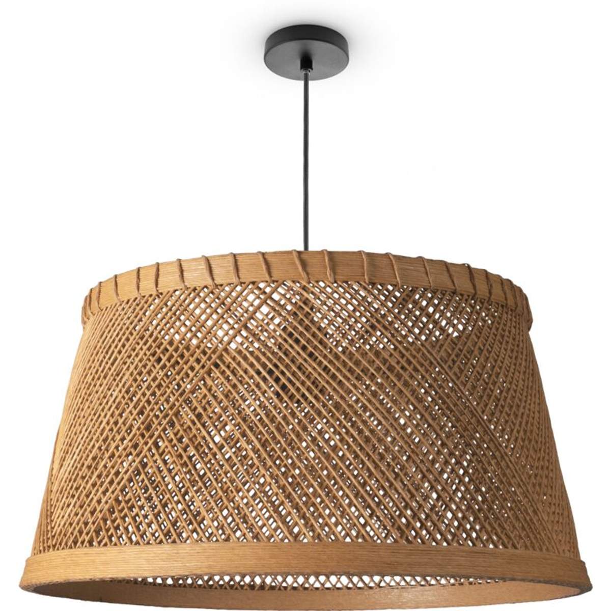 Hängeleuchte Esszimmer E27 – Bambusoptik Schwarz, Boho-Stil, 28 Cm