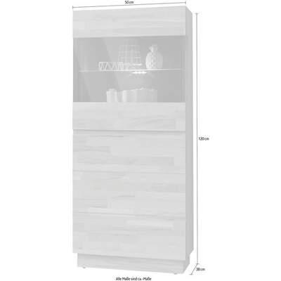 Preisvergleich für Home affaire Vitrine Höhe 120 cm, in der Farbe Braun,  aus Massivholz, GTIN: 4029686674257 | Ladendirekt