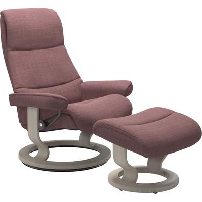 Preisvergleich für Stressless Relaxsessel View, (Set, Relaxsessel mit  Hocker), mit Classic Base, Größe L,Gestell Whitewash, BxHxT 91x83x109 cm,  in der Farbe Dark | Ladendirekt