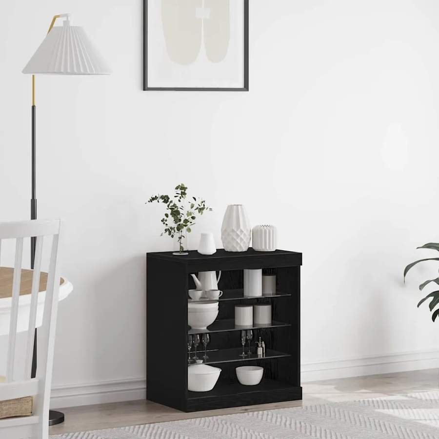 VidaXL Wandmontierter Schrank Schwarz Eichen-Optik 69.5 X 34 X 90 Cm, Wohnzimmer-Schrank, Moderner Wandregal-Speicher, Rechteckige Möbel Für Platzsparende Organisation