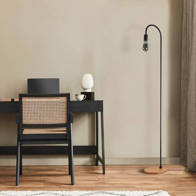 Minimalistisch 156x2 Tischlampe Stehlampe für E14 Stehleuchte, | Nachttischlampe E27 Schwarz, Ladendirekt Fuß cm Skandi Preisvergleich BxT Paco Holz Home