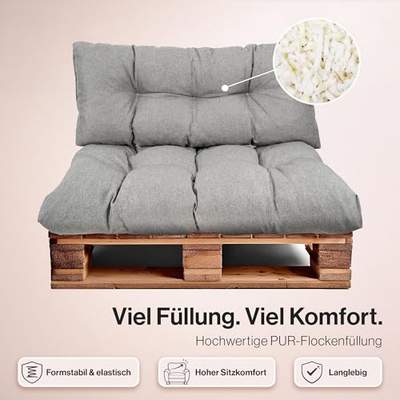 Preisvergleich für Best Wool Palettenkissen Set – Sitzkissen für Europaletten – Palettenpolster, gefüllt mit granuliertem Poulirette-Schaum, in der Farbe Lila