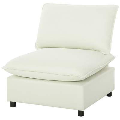 Preisvergleich für Lounge-sessel, Modernes 1-sitzer-sofa Ohne Armlehnen Mit Breiter Sitzfläche Und Dicken Kissen, 146 X 85 X 78 Cm, Cremefarben, BxHxT 146x78x85 cm, aus Stoff