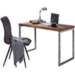 Schreibtisch von FineBuy, in der Farbe Beige, aus Massivholz, andere Perspektive, Vorschaubild