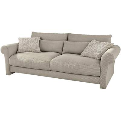 Preisvergleich für Jockenhöfer Gruppe Big-Sofa »Schenna«, verstellb. Armlehnen,Federkernpolsterung,8 Kissen,frei im Raum stellbar, BxT 247x116  cm, in der Farbe Beige | Ladendirekt