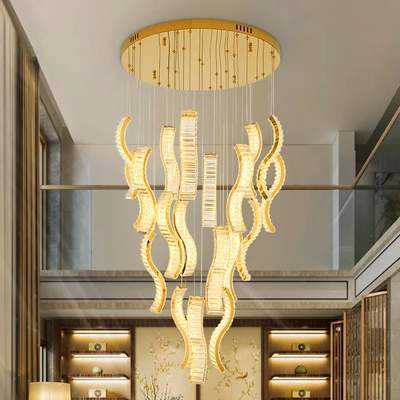 Preisvergleich für Nordische Heimdekoration, Treppen-Kronleuchter, Wohnzimmer- und Esszimmer-Pendelleuchten, Deckenleuchte, Innenbeleuchtung, in der Farbe Gold