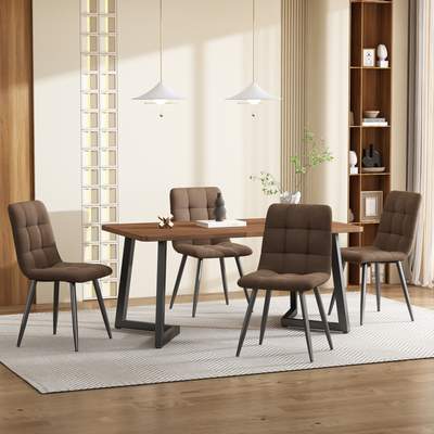 Preisvergleich für Tisch Esstisch Platzsparend 5teilig Walnuss Mdf Okmyhome, in der Farbe Schwarz, aus Samt