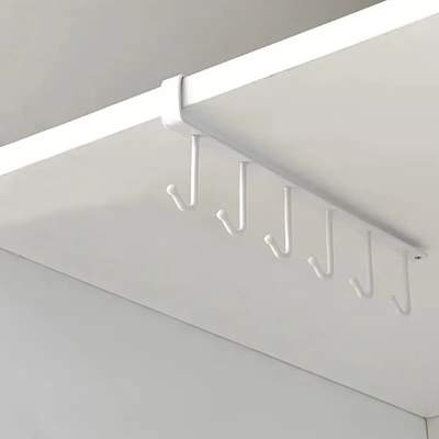 Preisvergleich für Metallhaken mit 6 Haken für den Schrank oder unter das Regal, eiserner Halter für Tassen und Gürtel weiß, aus Metall