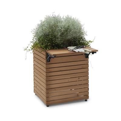 Preisvergleich für Tchibo - Pflanzkasten mit Ausklapptisch »Tinus« - 50x66x60cm - silber -, BxHxT 50x60x66 cm, aus Polyethylen