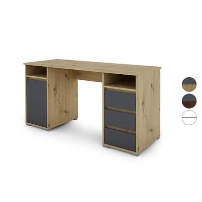 Preisvergleich für WOHNLING Schreibtisch weiß rechteckig, 4-Fuß-Gestell  eiche 110,0 x 60,0 cm, BxHxT 110x85x60 cm, aus Holzwerkstoff | Ladendirekt