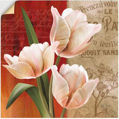 Preisvergleich für Artland Wandbild Französische Tulpencollage, Blumen (1 St),  als Alubild, Leinwandbild, Wandaufkleber oder Poster in versch., BxT 50x50  cm, in der Farbe Rot, aus Acryl, GTIN: 4058661314468 | Ladendirekt