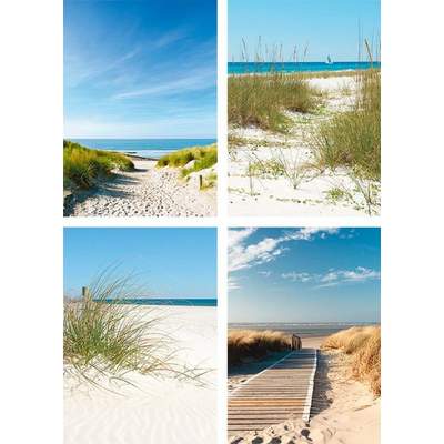 Preisvergleich für Artland Poster Strand und Sanddünen, Strand (4 St),  Poster, Wandbild, Bild, Wandposter, BxHxT 21x7x29 cm, in der Farbe Beige,  aus Papier, GTIN: 4062144315750 | Ladendirekt