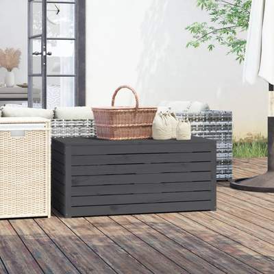 Preisvergleich für Gartenbox Grau 101x50,5x46,5 Cm Massivholz Kiefer, BxHxT 101x46.5x50.5 cm