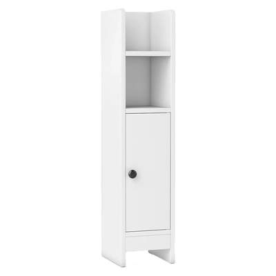 Preisvergleich für Costway Toilettenschrank Badschrank Schmal mit 2 Abnehmbaren Ablagen Weiß, BxHxT 18x80x20 cm, aus Holz