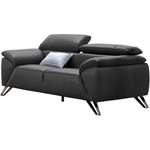 2/3-Sitzer Sofa von Nicoletti Home, in der Farbe Schwarz, aus Leder, andere Perspektive, Vorschaubild