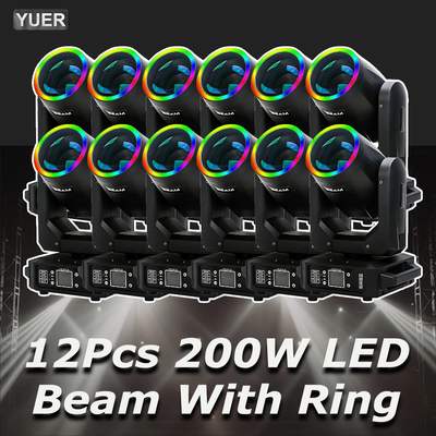 Preisvergleich für 12 Teile/los 200W LED Mit Ring Strahl Spot Moving Head Licht Mit 18 Rotierenden Prisma Regenbogen Wirkung DMX Disco party